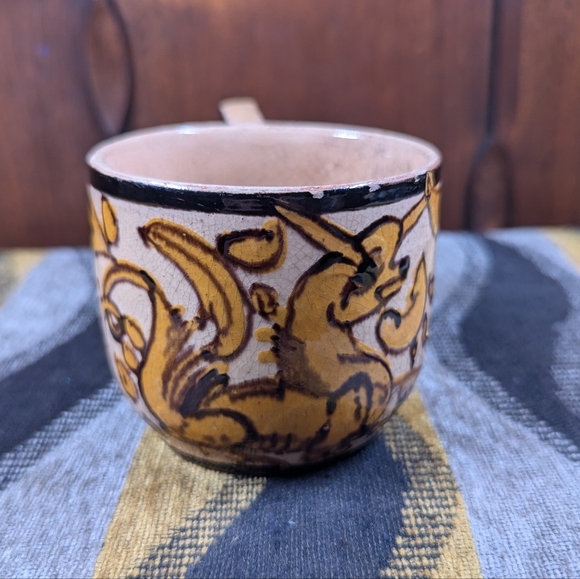 Vintage Mini Painted Ceramic Mexican Floral Mug - Picture 1 of 5